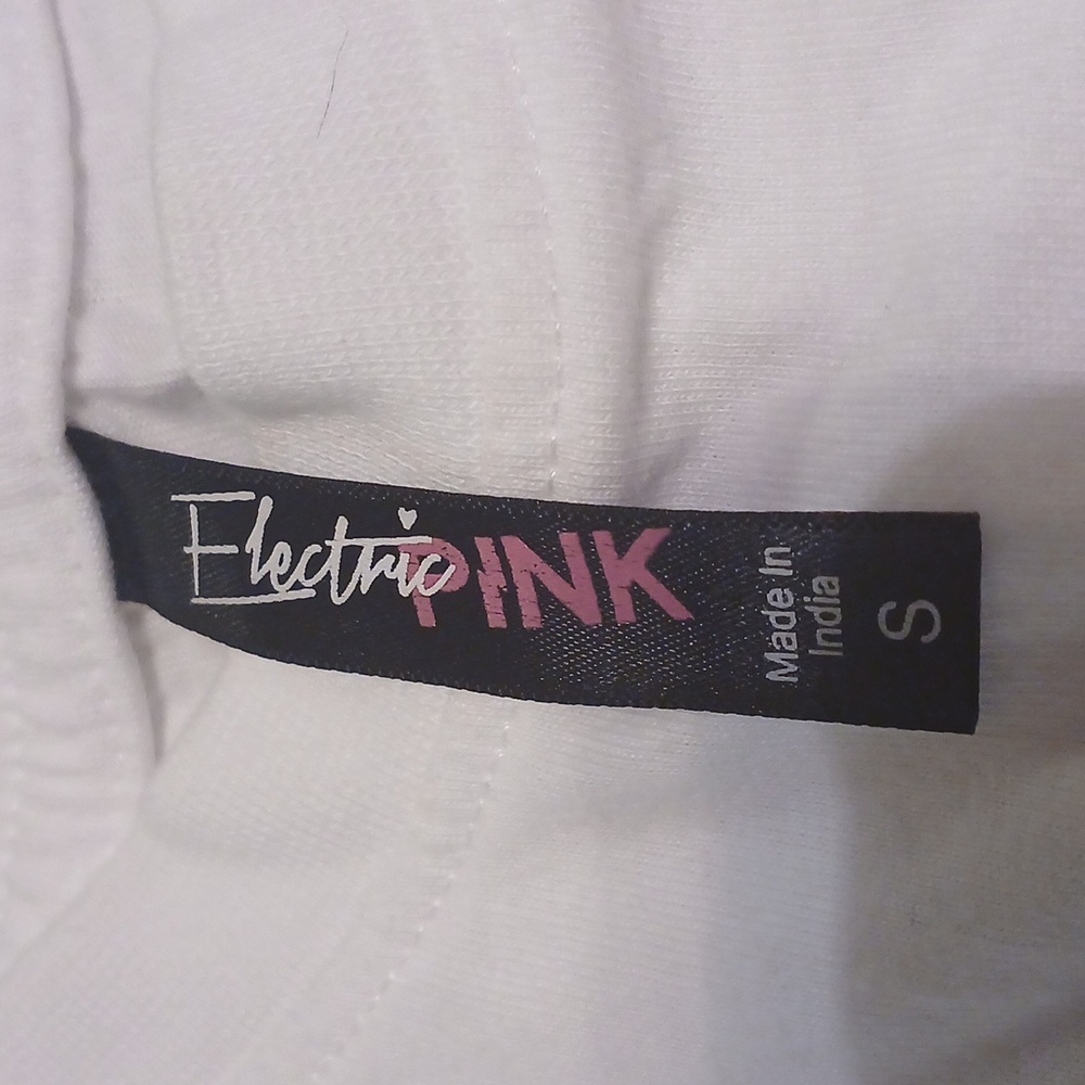 Electric PINK White Tee with Dripping Graphic sz.SMALL - Picture 2 of 2